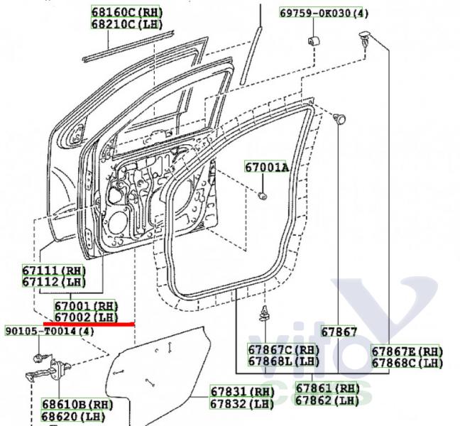 Дверь передняя левая Toyota Hi Lux (3) Pick Up (с разборки)