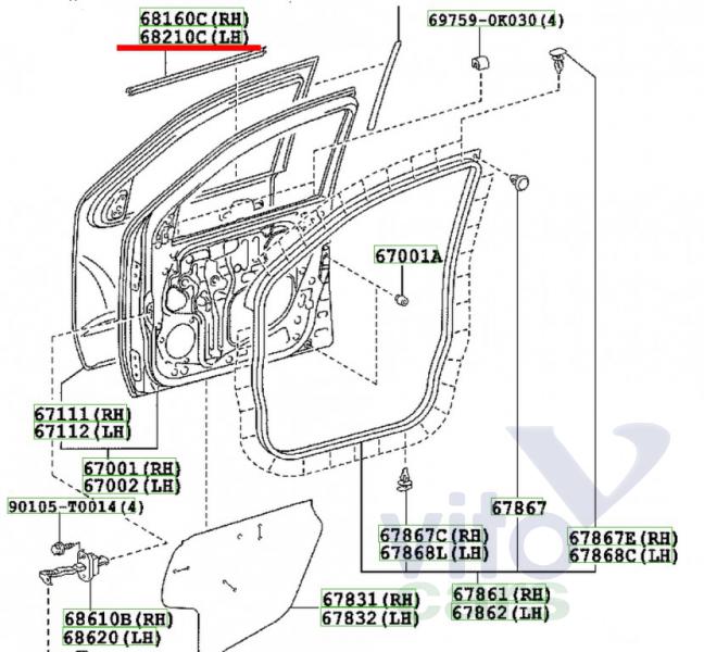 Накладка двери передней левой Toyota Hi Lux (3) Pick Up (с разборки)