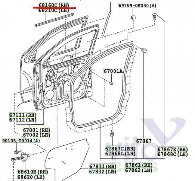 Накладка двери передней правой Toyota Hi Lux (3) Pick Up (с разборки)