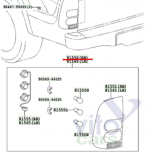 Фонарь правый Toyota Hi Lux (3) Pick Up (с разборки)