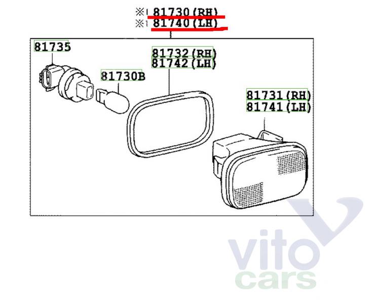 Указатель поворота в крыло (повторитель) Toyota Hi Lux (3) Pick Up (с разборки)