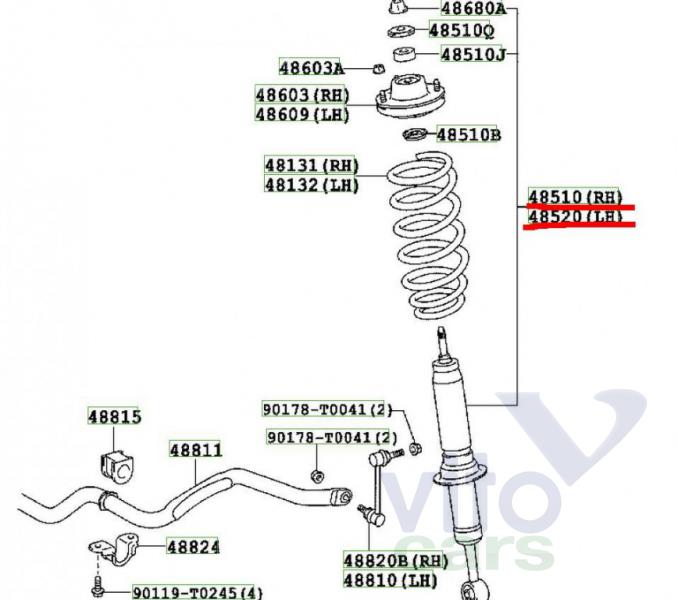 Амортизатор передний Toyota Hi Lux (3) Pick Up (с разборки)