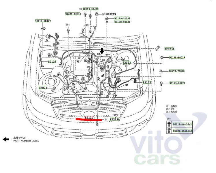 Проводка моторная (моторная коса) Toyota Hi Lux (3) Pick Up (с разборки)