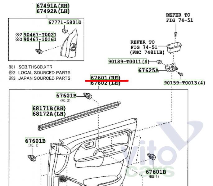 Обшивка двери передней правой Toyota Hi Lux (3) Pick Up (с разборки)