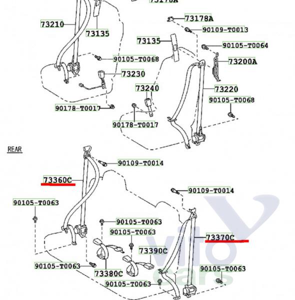 Ремень безопасности Toyota Hi Lux (3) Pick Up (с разборки)