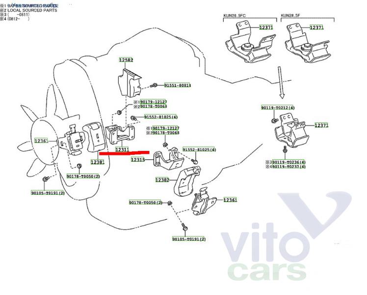 Кронштейн крепления ДВС Toyota Hi Lux (3) Pick Up (с разборки)