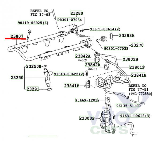 Рейка топливная (рампа) Toyota Land Cruiser 120 (PRADO) (с разборки)