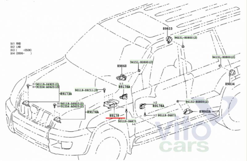 Блок управления AirBag (блок активации SRS) Toyota Land Cruiser 120 (PRADO) (с разборки)