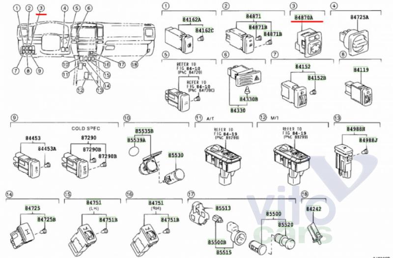 Кнопка регулировки зеркала Toyota Land Cruiser 120 (PRADO) (с разборки)