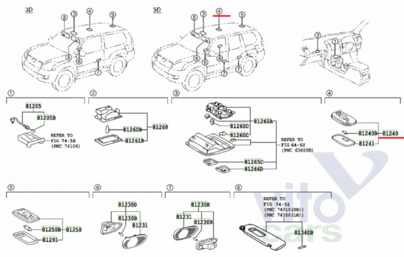 Плафон салонный Toyota Land Cruiser 120 (PRADO) (с разборки)