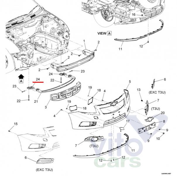 Кронштейн усилителя переднего бампера правый Chevrolet Cruze 1 (с разборки)