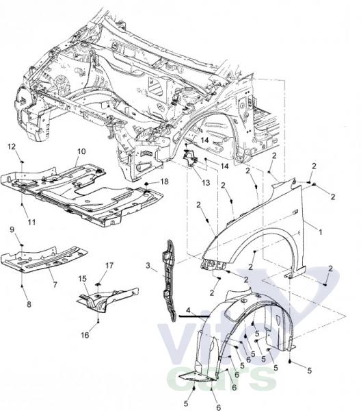 Локер передний левый Chevrolet Cruze 1 (с разборки)