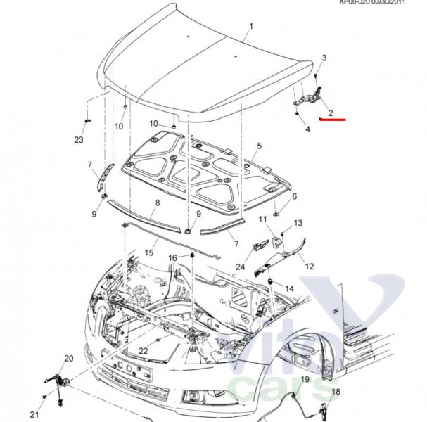 Петля капота правая Chevrolet Cruze 1 (с разборки)