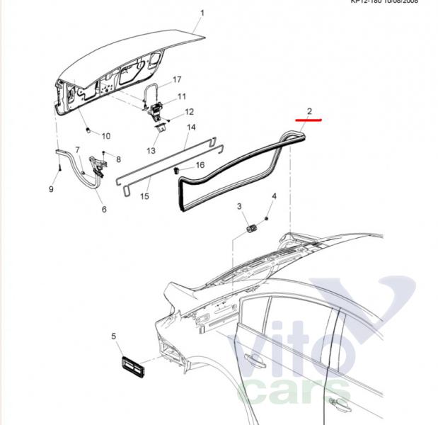 Уплотнитель крышки багажника Chevrolet Cruze 1 (с разборки)