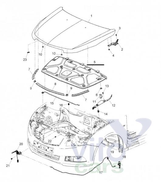 Шумоизоляция капота Chevrolet Cruze 1 (с разборки)