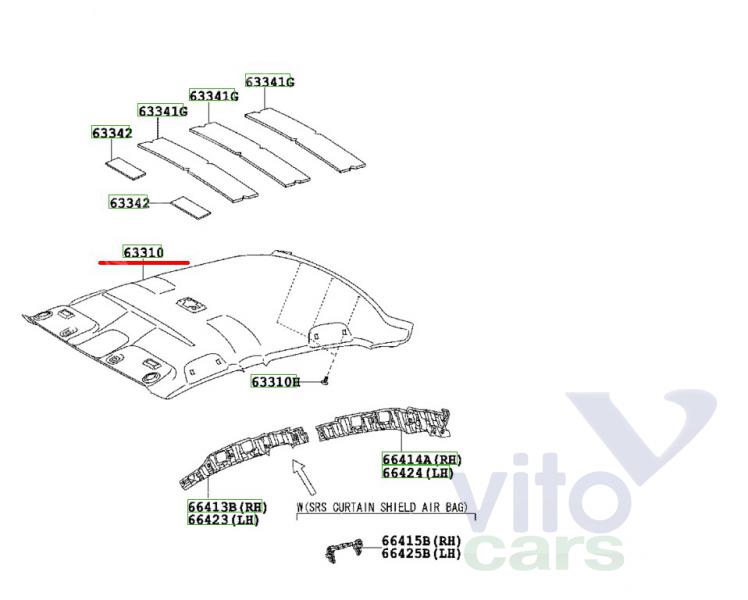 Обшивка потолка Toyota Corolla (E14 - E15) (с разборки)