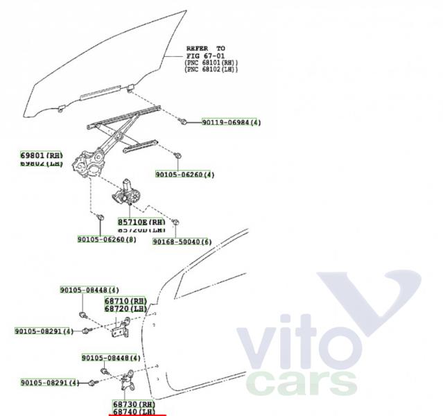 Петля двери передней левой Toyota Corolla (E14 - E15) (с разборки)