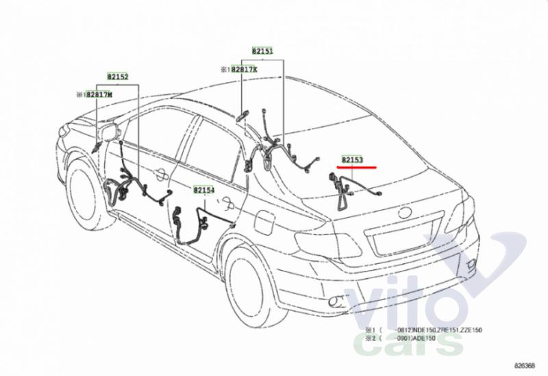 Проводка двери задней правой Toyota Corolla (E14 - E15) (с разборки)