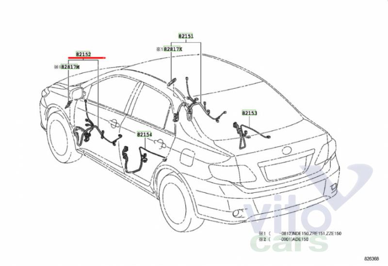 Проводка двери передней левой Toyota Corolla (E14 - E15) (с разборки)