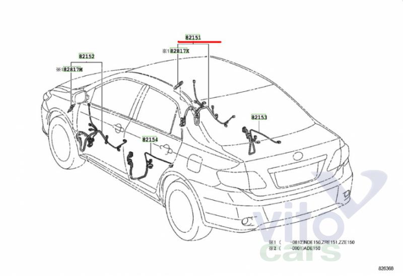 Проводка двери передней правой Toyota Corolla (E14 - E15) (с разборки)