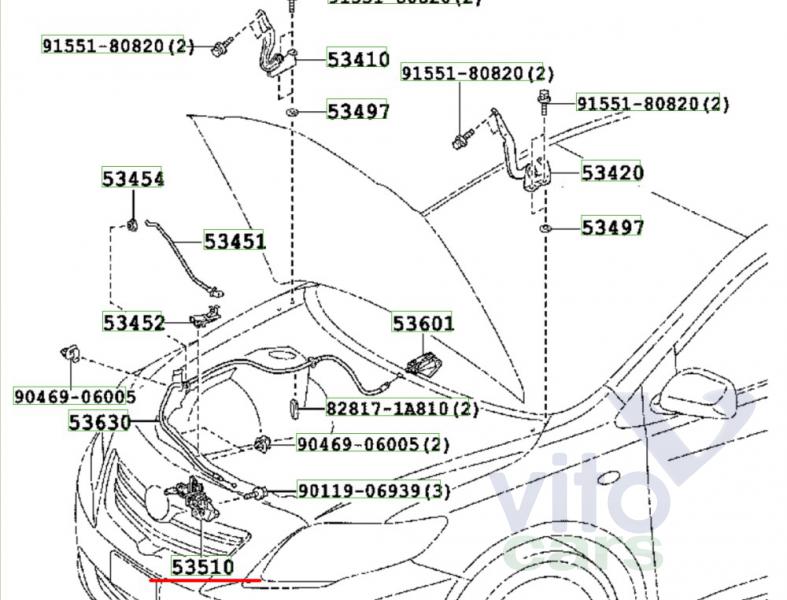 Замок капота Toyota Corolla (E14 - E15) (с разборки)