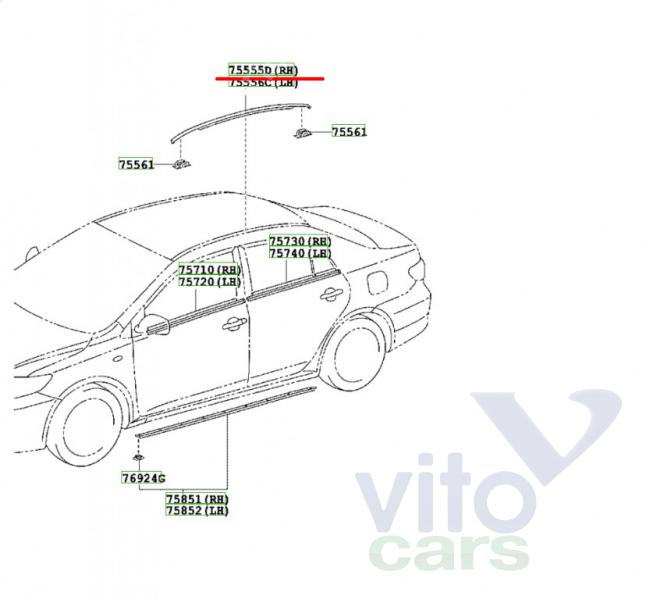 Молдинг крыши правый Toyota Corolla (E14 - E15) (с разборки)