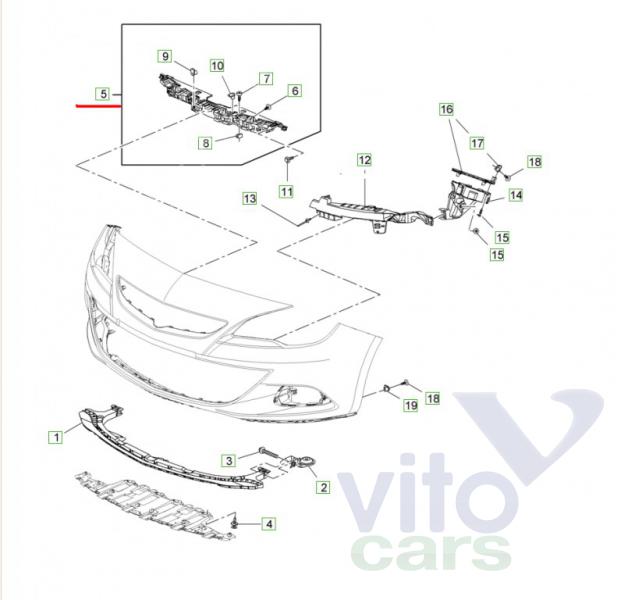 Кронштейн бампера передний Opel Astra J (с разборки)