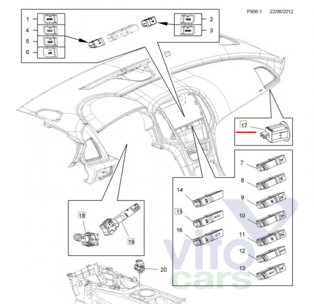 Выключатель пассажирской подушки безопасности Opel Astra J (с разборки)